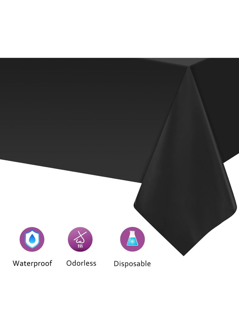 سان يي 2 قطعة من مفارش المائدة البلاستيكية السوداء 54 × 108 بوصة مفارش مائدة يمكن التخلص منها مفارش مائدة مستطيلة للحفلات - Image 2